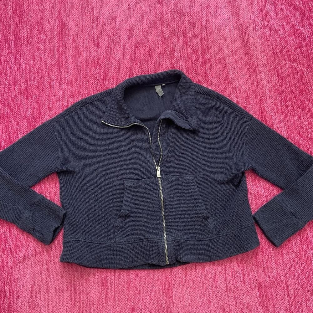 Sweaty Betty Restful Boucle Full Zip Jacket Navy Blue Size 12